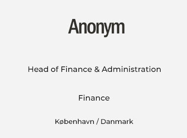 Head of Finance & Administration